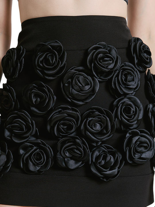 Mini Φούστα Floral Μαύρο