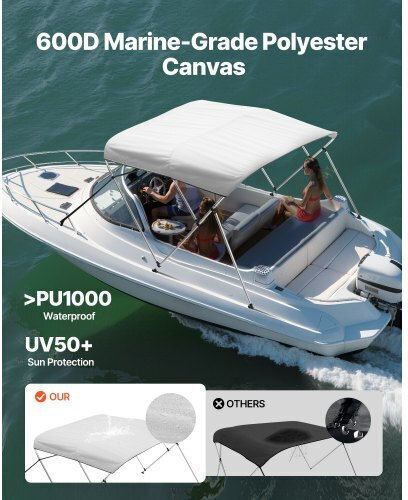 Vevor Τρίκλινη Σκηνή Σκίασης Σκάφους 72" X 79"-84" X 46" Ανοιχτό Γκρι 3gcyzyp72798drzo8v0