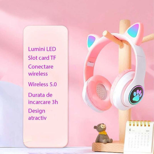 Fără fir Bluetooth Pentru copii Over Ear Căști cu 5 ore de Funcționare Roz