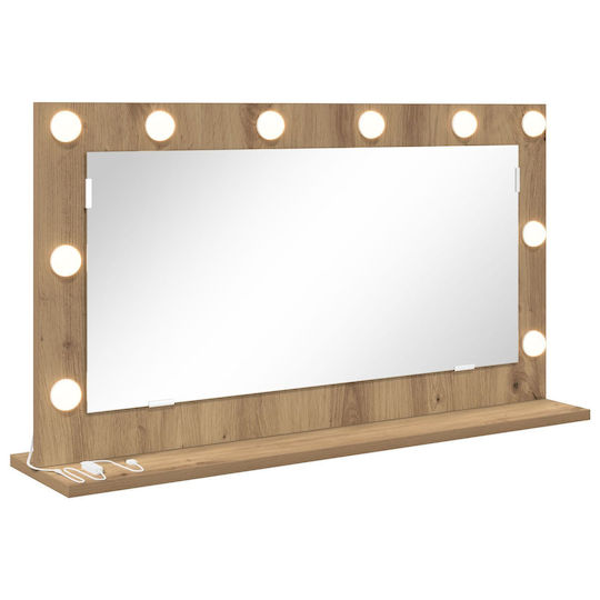 vidaXL Schminkspiegel Wand mit Licht Braun