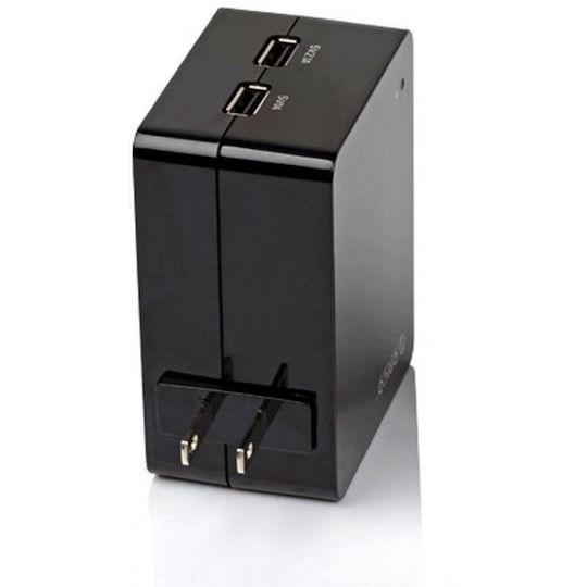Orico Încărcător cu Cablu Integrat cu 2 Porturi USB-A Negruς (DCA-2U-BK)
