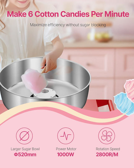 Vevor Commercial Cotton Candy Machine Cart 1000w Red