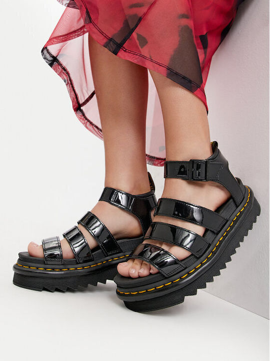 Blaire Δερμάτινα Γυναικεία Σανδάλια Flatforms Μαύρα