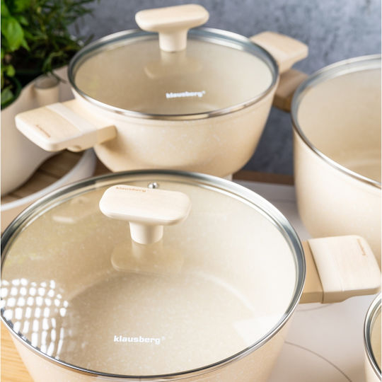 Klausberg Klausberg Kochgeschirr-Set aus Aluminium Beige mit Antihaftbeschichtung 6-tlg