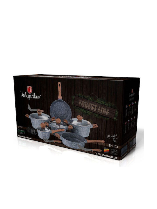 Berlinger Haus Cookware Set of Cast Aluminum with Stone Coating Forest 15pcs