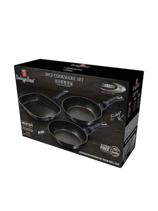 Berlinger Haus Berlinger Haus Aluminium Carbon Pro Pfannen-Set mit Stein-Innenbeschichtung 3 Töpfe