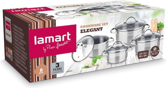 Lamart Σετ Κατσαρόλες από Ανοξείδωτο Ατσάλι Ασημί 8τμχ Lamart Σετ Κατσαρόλες από Ανοξείδωτο Ατσάλι Ασημί 8τμχ