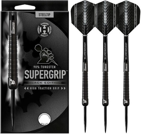 Harrows Supergrip Schwarze Darts 90 Steeltip Supergripblack90