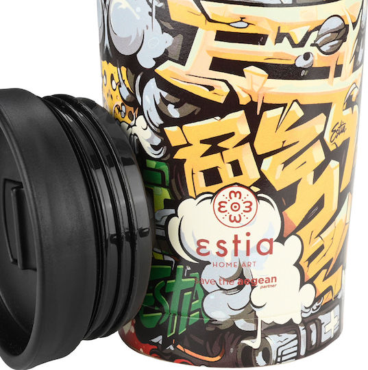 Estia Travel Mug Save The Aegean Ανακυκλώσιμο Ποτήρι Θερμός Ανοξείδωτο BPA Free 350ml Graffiti Rhythm