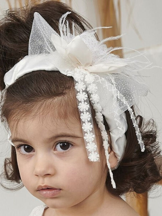 Bonito Baby White Baptism Clothing Set with Hair Accessories & Dress made of Tulle 2pcs