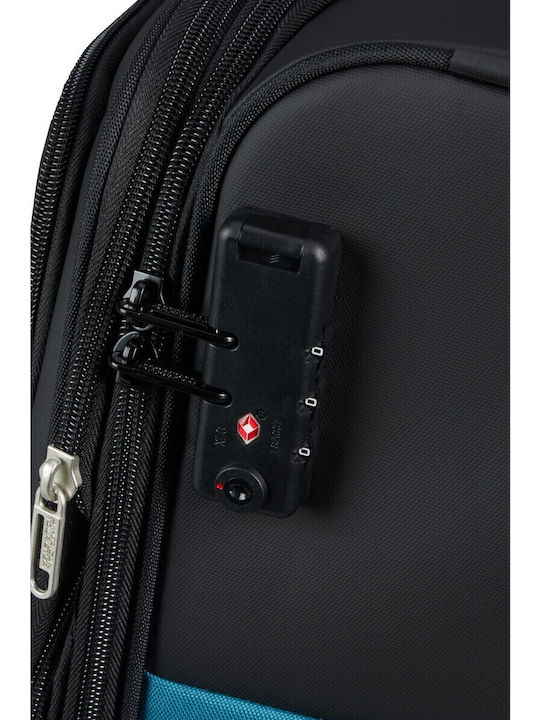 American Tourister Spinner Cabin Travel Suitcase Fabric Black - Blue with 4 Wheels Height 55cm 150910-2642