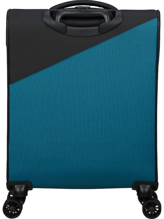 American Tourister Spinner Cabin Travel Suitcase Fabric Black - Blue with 4 Wheels Height 55cm 150910-2642
