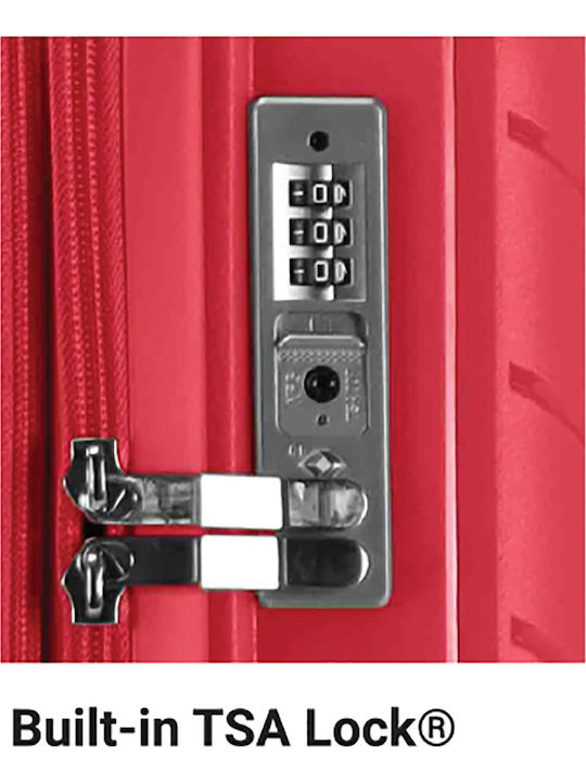 Nautica Medium Travel Suitcase Hard Red with 4 Wheels Height 65cm 2924