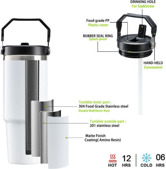 Koupakoupa Super Mario Jump Kids Water Bottle Super Mario Stainless Steel with Straw Non Spill Coffee 890ml