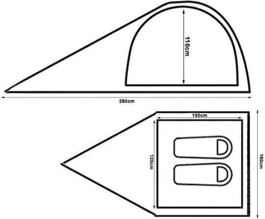 Iso Trade Σκηνή Camping Igloo Μαύρη με Διπλό Πανί 3 Εποχών για 2 Άτομα