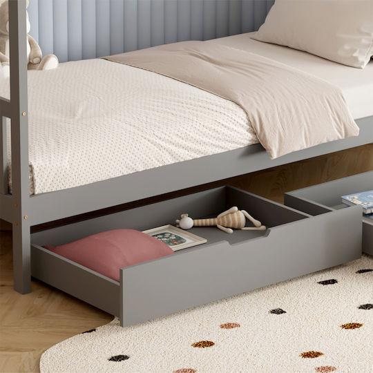 Klarice Kids Bed Montessori Single with Storage Space Gray for Mattress 90x190cm