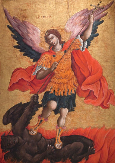 Stone Archangel Michael-16x30cm-rectangular-glossy