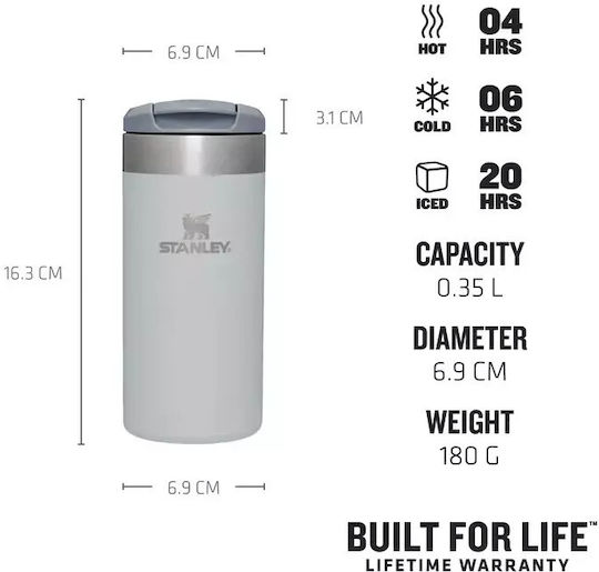 Stanley AeroLight Transit Glass Thermos Stainless Steel BPA Free 350ml Hot Coral