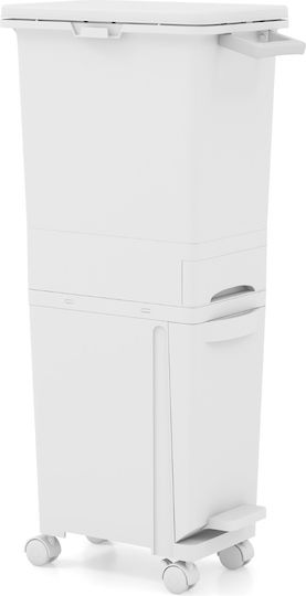 Costway Recycling Waste Bin Plastic 36x25x84cm White