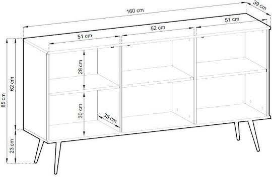 Sideboard Oro Wooden Anthracite + Gold 160x41x85cm