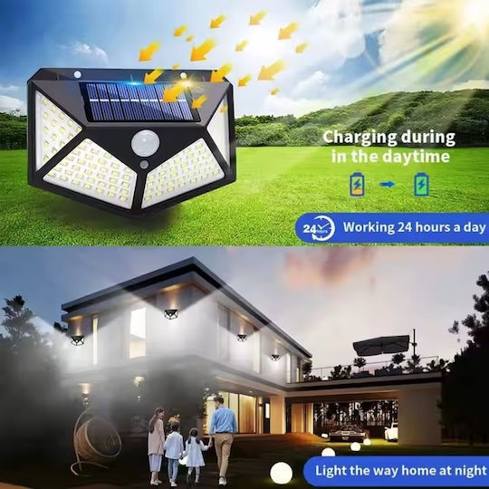 Jortan Montat pe perete Lampă Solară 1000lm Alb Rece 6000K cu Fotocelulă IP66 13cmx6cmx7cmcm