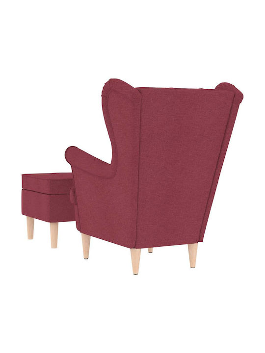 Bergère cu Puf Bordeaux, Red 74x84x100cm