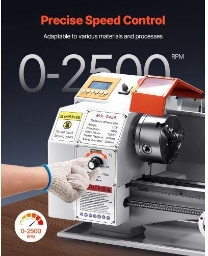 Vevor Μηχανουργικός Τόρνος QZDCLWCC8718VDYLAV2 με Ισχύ 1.25kW