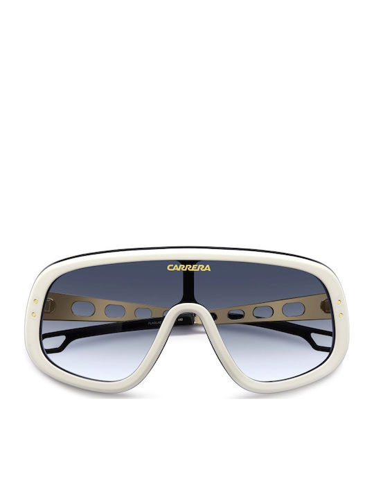 Carrera Unisex Sunglasses with White Horn-Rimmed Frame and Grey Gradient Lens Flaglab 17 B4E/08