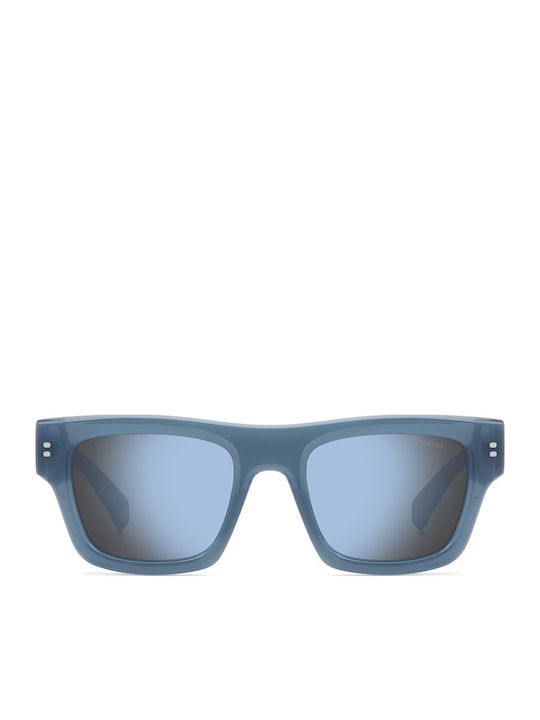 Polaroid Unisex Sunglasses with Blue Plastic Frame and Blue Mirror Lens pld6238/s/x MVU/5X