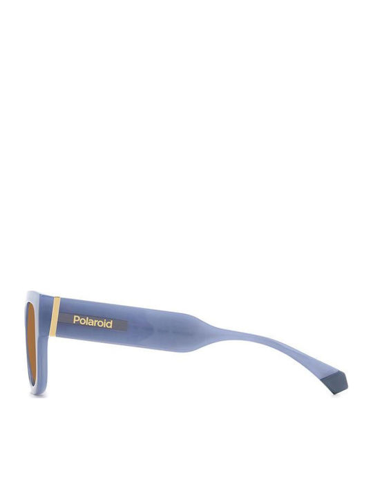 Polaroid Unisex Sunglasses with Blue Horn-Rimmed Frame and Brown Polarized Lenses pld6213/s/x MVU/HE