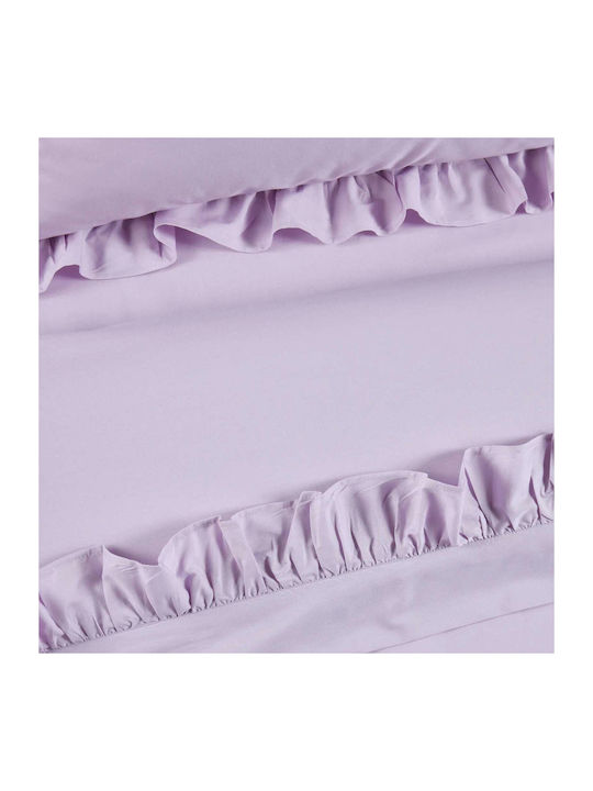Das Home Bettbezug-Set Baumwolle Übergröße mit 2 Kissenbezügen 220x240 Daily Lilac