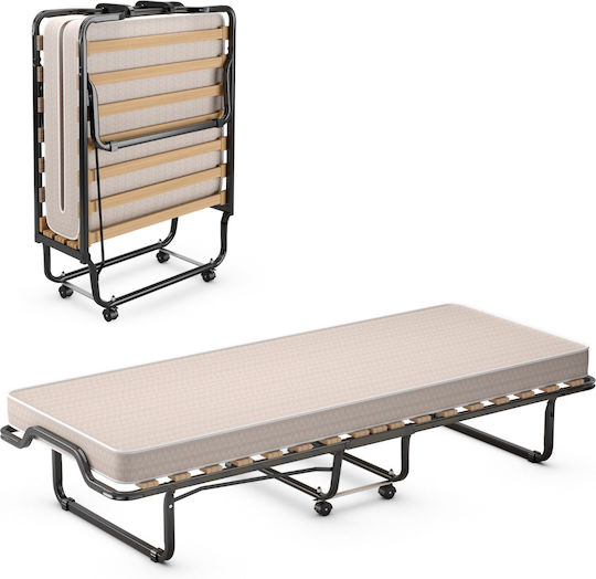 Pat Pliant Cu Saltea Single Bej 200x90x41cm