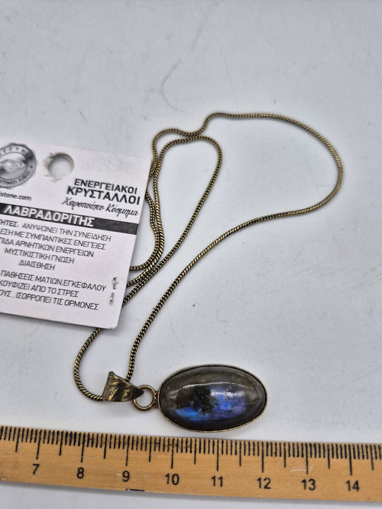 Brass Chain Necklace Approximately 24 cm Labradorite