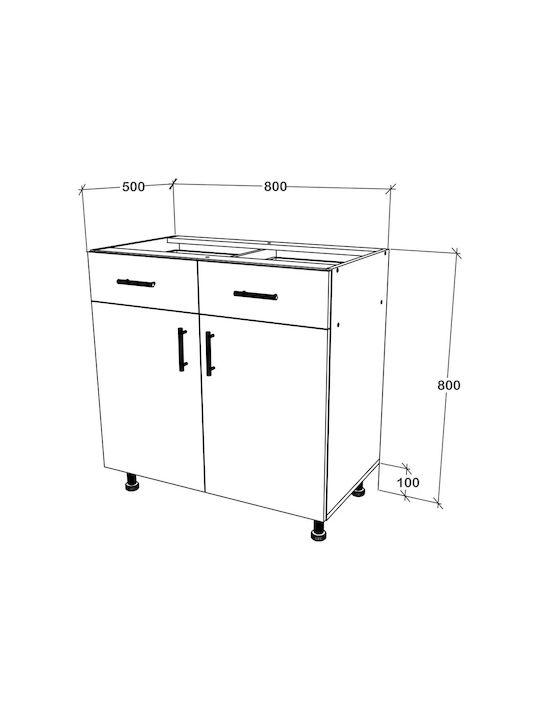 cu Blat de Lucru Natural/white Wood 80x50x80buc