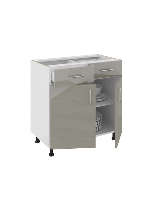 Floor Cabinet Glossy Grey/white 80x50x80cm