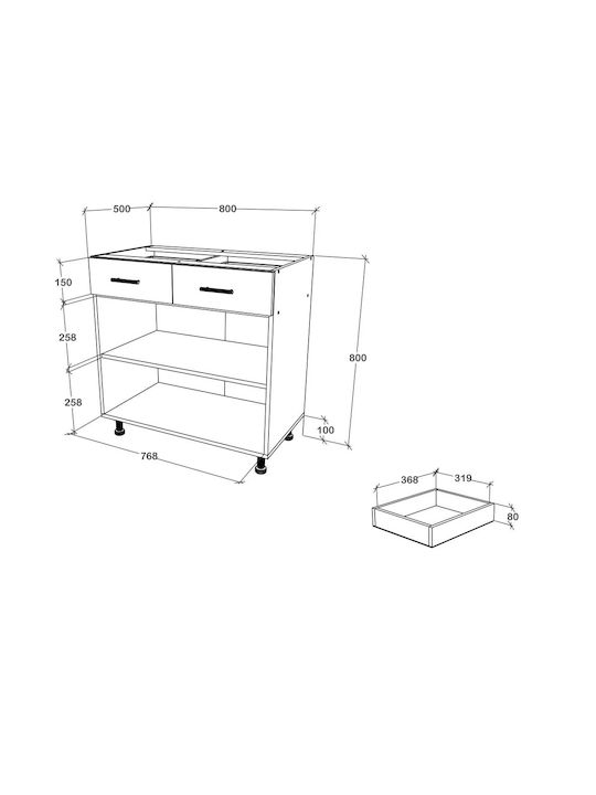 Floor Cabinet Glossy Grey/white 80x50x80cm