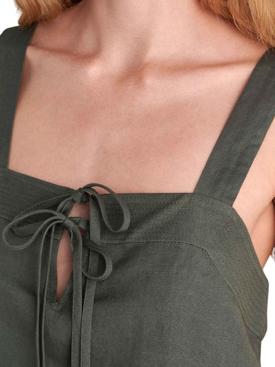 Attrattivo Damen Sommer Leinen Ärmellose Bluse Khaki
