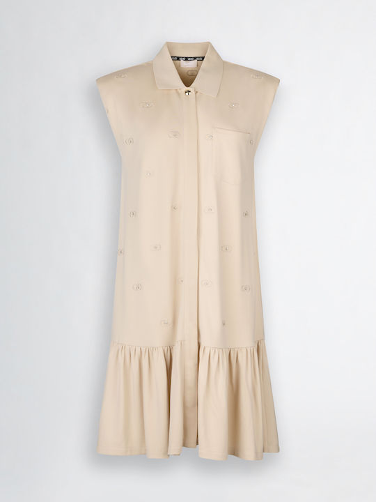 Sommer Mini Hemdkleid Beigefarbe