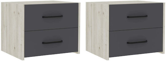 Noptiere Malmo Metalice Albe 2buc 40x50x40cm