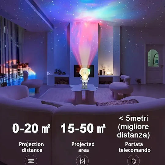 Led Περιστρεφόμενο Παιδικό Διακοσμητικό Φωτιστικό Αστροναύτης Μαύρο