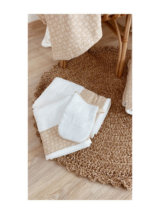Velvet White Set of baby towels 2pcs Natural