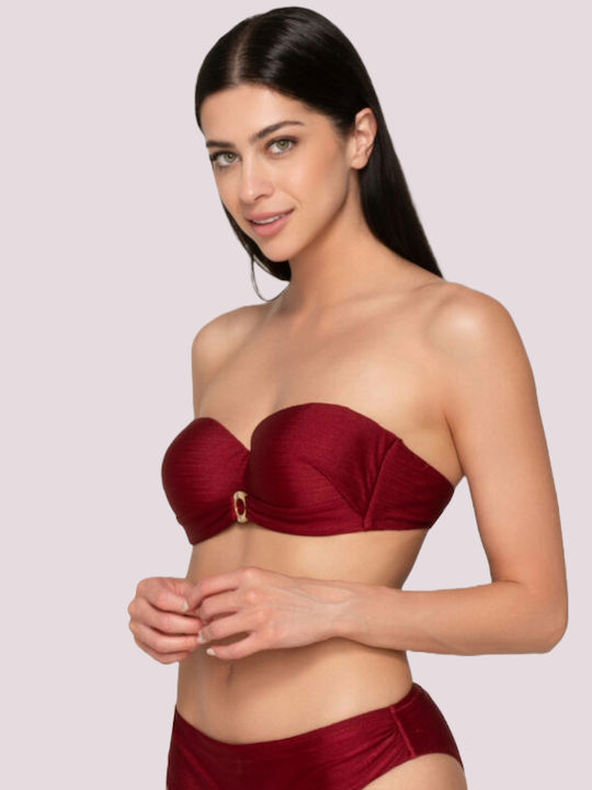 Padded Strapless Bikini with Detachable & Adjustable Straps Gold Bordeaux