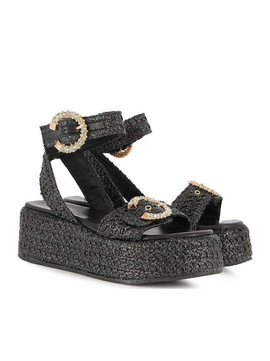 Women's Leather Platform Shoes Black