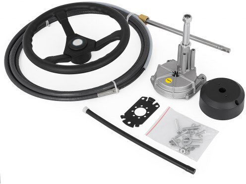 Vevor Outboard Steering System 15' Outboard Steering System 15 Feet Boat Steering Cable 13" Wheel Durable Marine Steering System