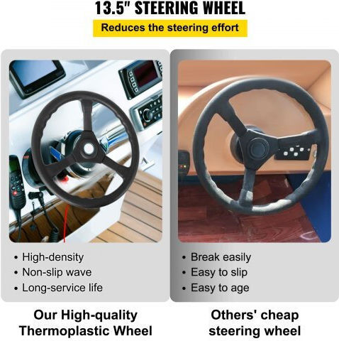 Vevor Outboard Steering System 15' Outboard Steering System 15 Feet Boat Steering Cable 13" Wheel Durable Marine Steering System
