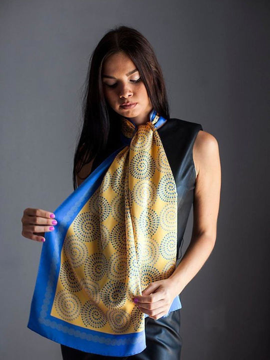 Kalfas Luxury Silk Women's Silk Scarf Blue