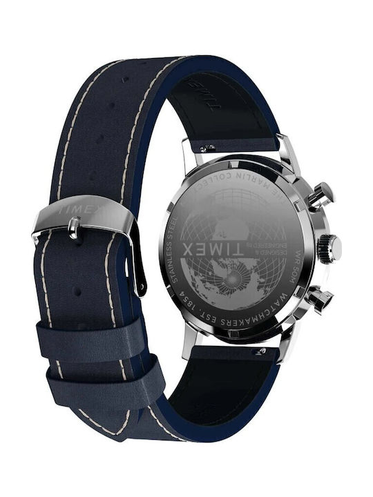 Timex Men's Watch Battery with Blue Leather Strap