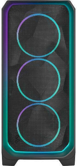 Fractal Design Meshify 3 RGB TG Light Tint Gaming Midi Tower Κουτί Υπολογιστή με Πλαϊνό Παράθυρο Μαύρο