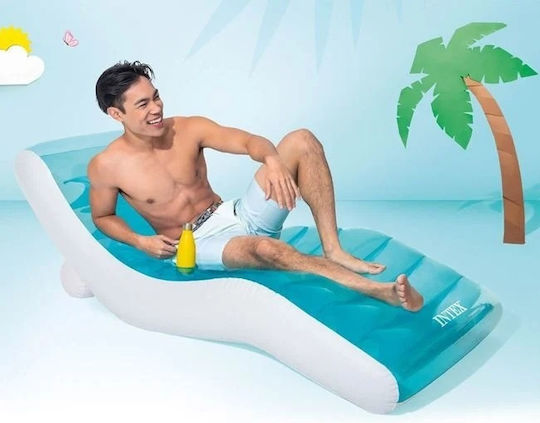 Șezlong Gonflabil Intex pentru Apă sau Plajă 1.9x0.99 M Alb-Albastru