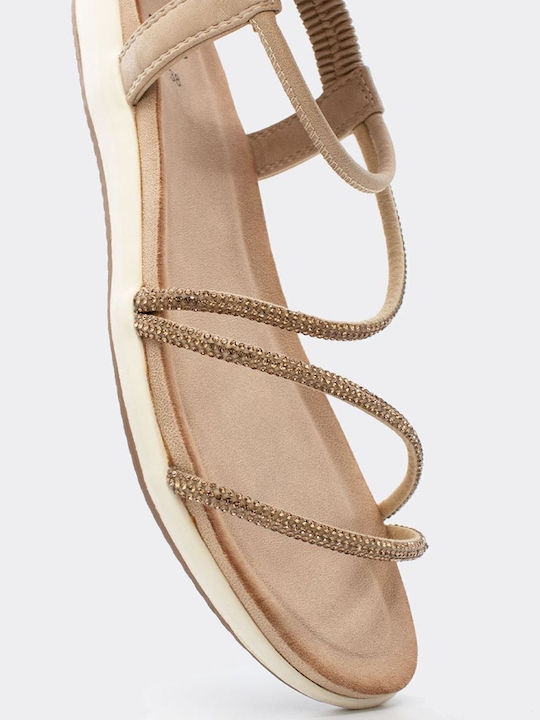 Women's Flat Sandals in Beige Color